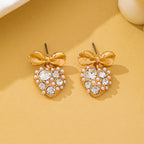 Romantic Crystal Pearl Bow Dangle Earrings | 80E62995