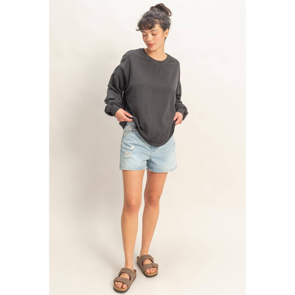 Oversized Cross Detail Open Back Sweatshirt