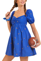 Game Day Puff Sleeve Babydoll Football Dress