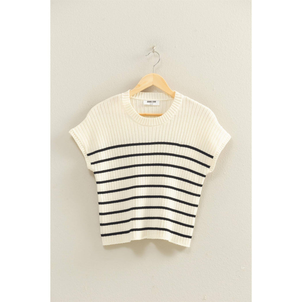 Sleeveless Ribbed Striped Knit Top