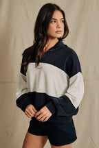 Colorblock Scuba Funnel Neck Quarter Zip Pullover