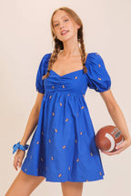 Game Day Puff Sleeve Babydoll Football Dress