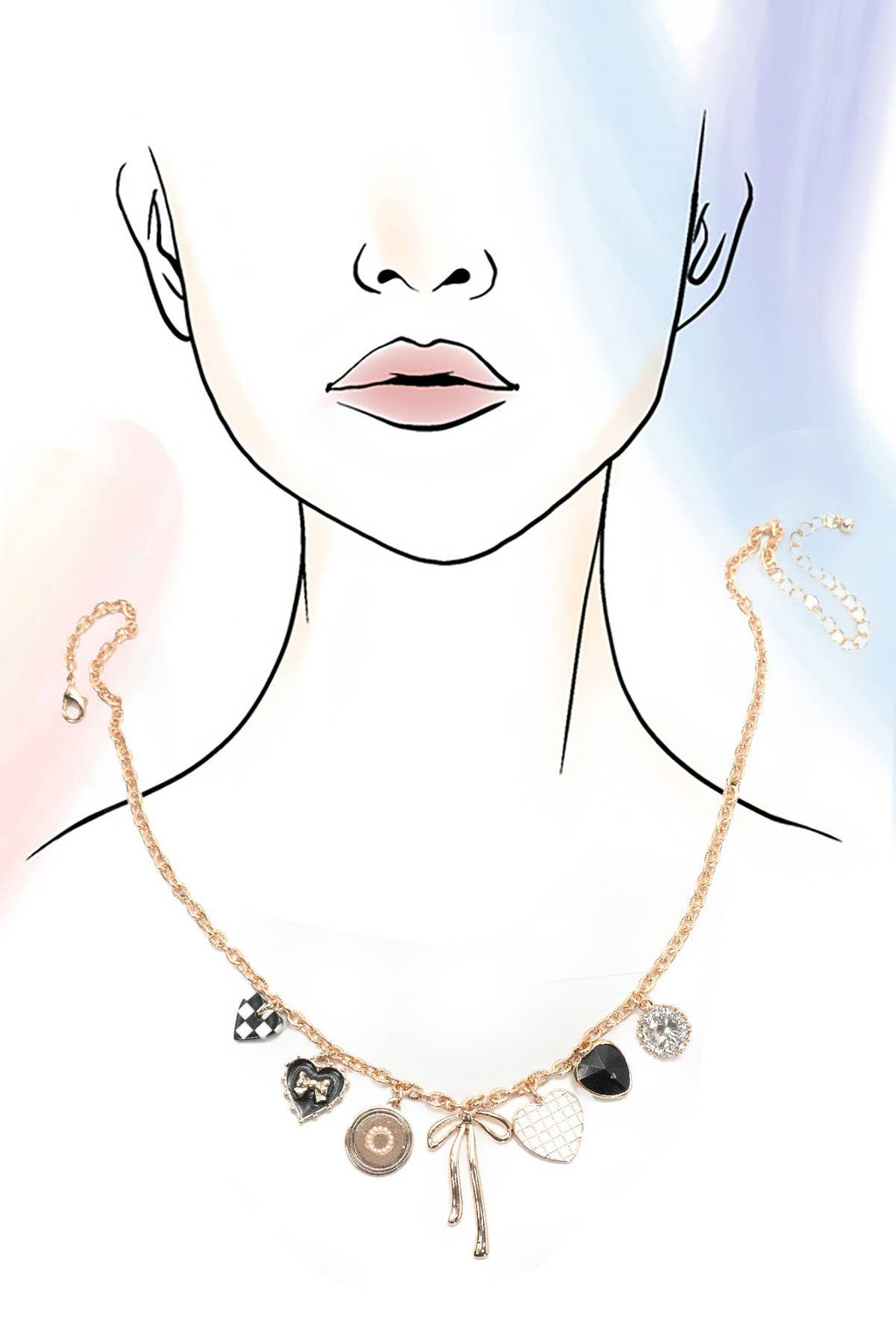 Bow Checker Necklace