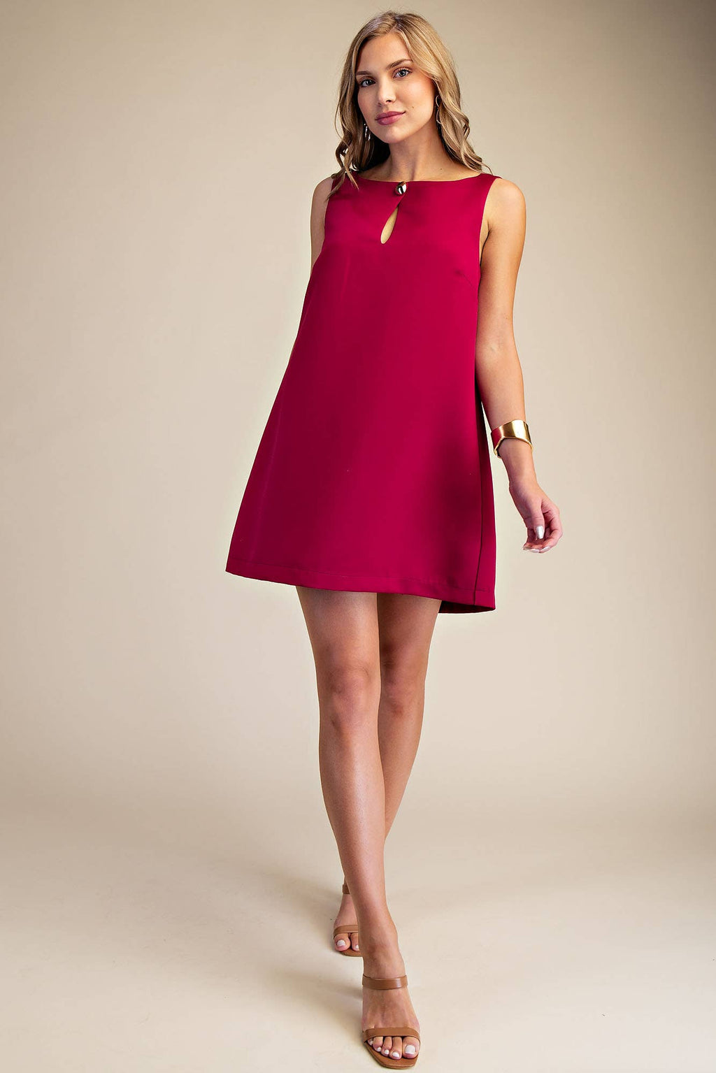 Round Neck Shift Mini Dress