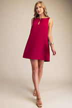Round Neck Shift Mini Dress
