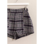 Plaid Twin Zipper-Detail Shorts