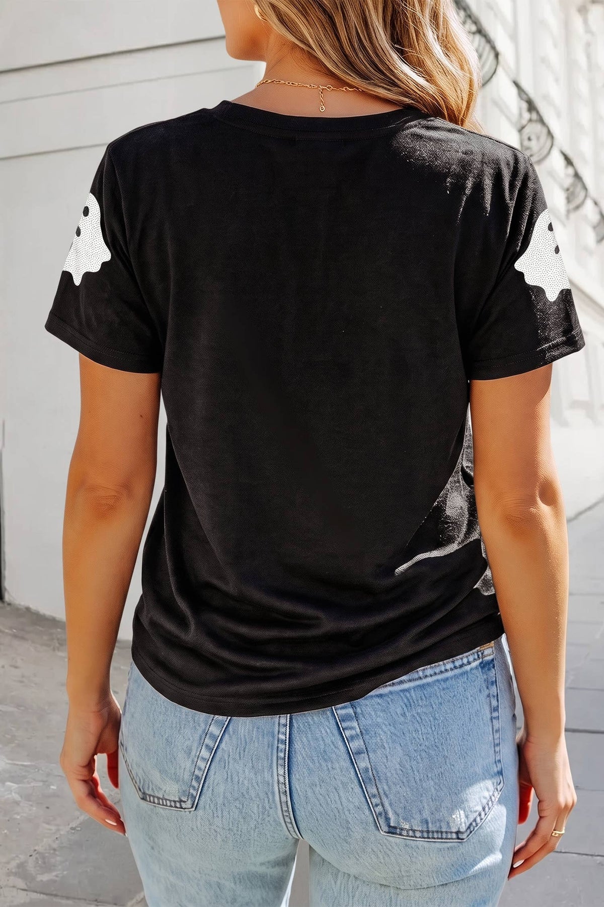 Sequin Halloween Ghost Graphic T Shirt | S-3XL