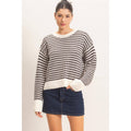 Mixed Pattern Long Sleeve Sweater