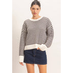 Mixed Pattern Long Sleeve Sweater