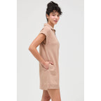 Half Zip Up Mock Neck Mini Dress