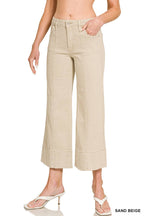 Mid Rise Wide Leg Cropped Color Denim Pants Zenana