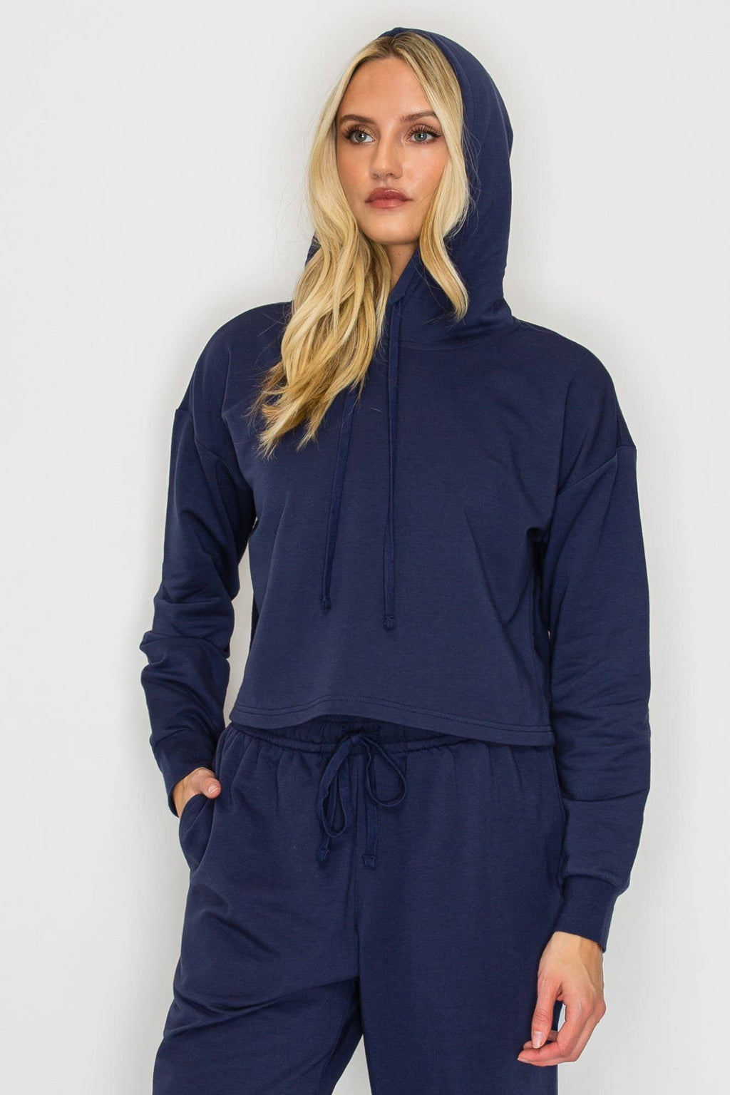French Terry Cropped Pullover Hoodie
