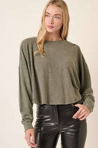 H14455-BRUSHED HACCI OVERSIZE RUCHED BACK TOP
