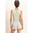Striped Sleeveless Tank And Shorts Set