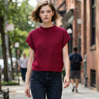 Mock Neck Short Sleeve Crop Sweater