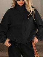 Turtleneck Zipper Drawstring Jacket