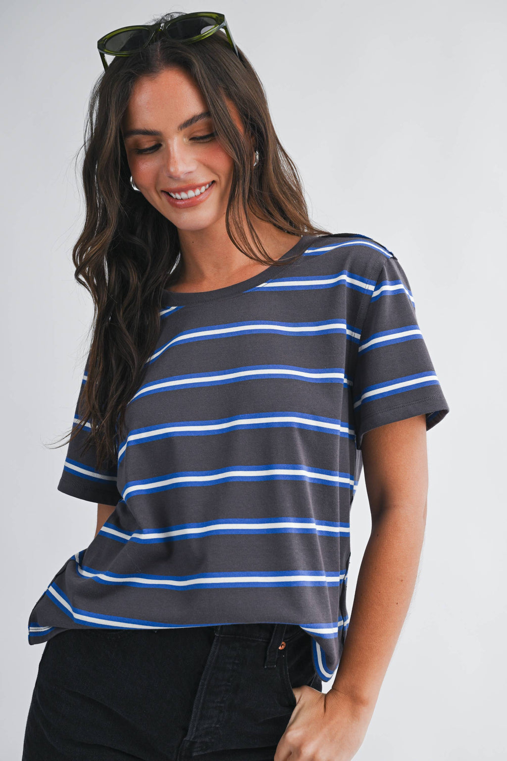 8510HN Striped Boxy Short Sleeve Tee