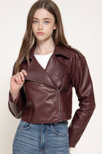 Vintage Wash Faux Leather Motor Jacket