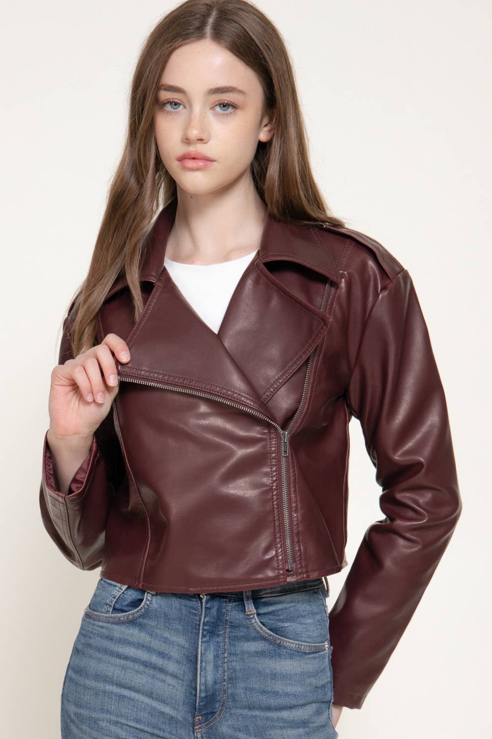 Vintage Wash Faux Leather Motor Jacket