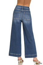 High Rise Wide Leg Pintuck Denim Pants Zenana