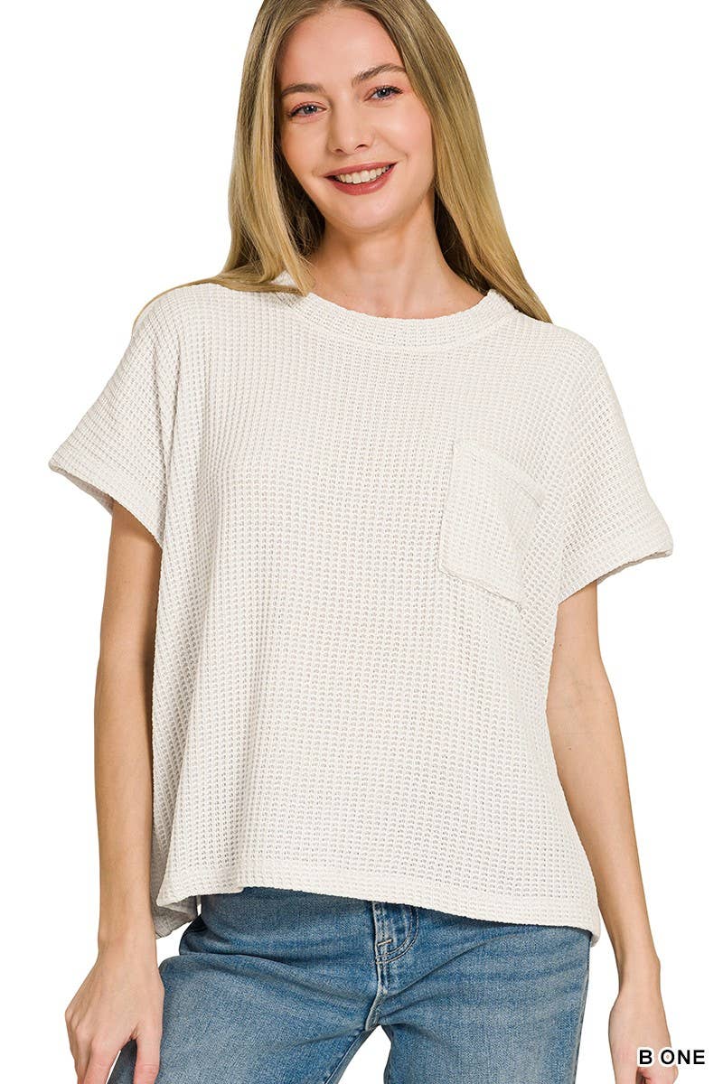 Chenille Waffle Short Sleeve Sweater
