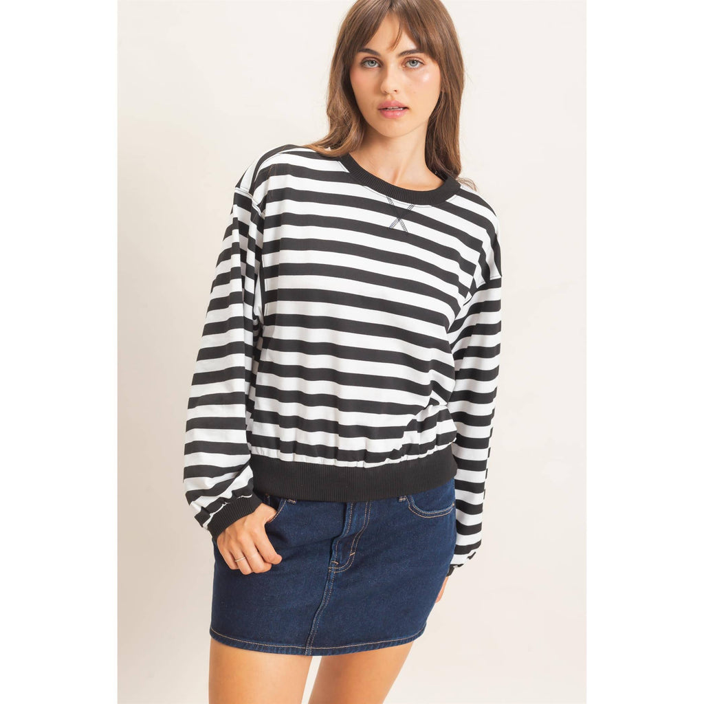 Striped Crew Neck Sweatshirt