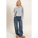 Ribbed Crew Neck Sweatshirt