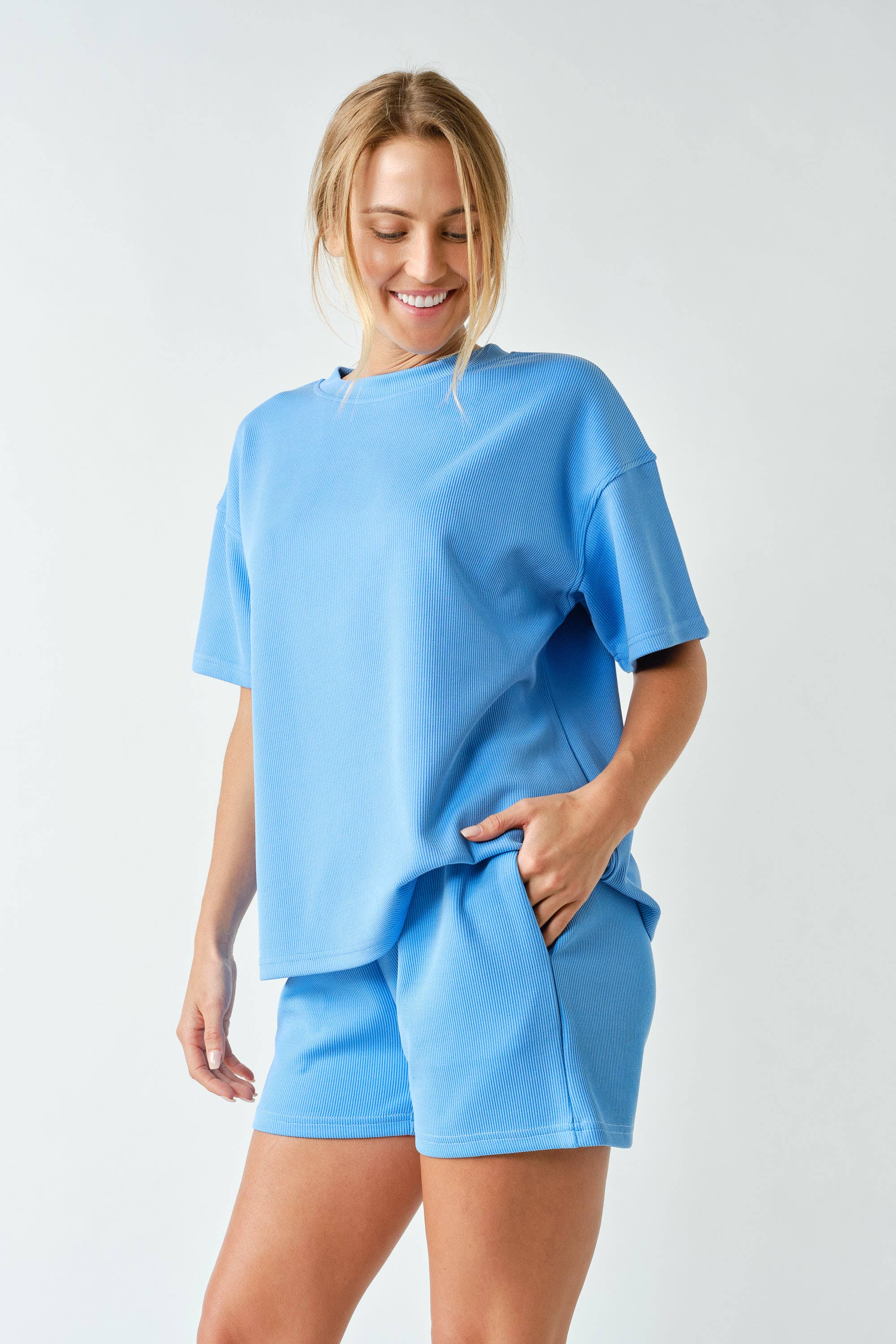 Luxe Sand Wash Rib Classic Tee Set