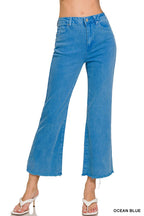 Acid Wash High Waist Frayed Hem Bootcut Pants