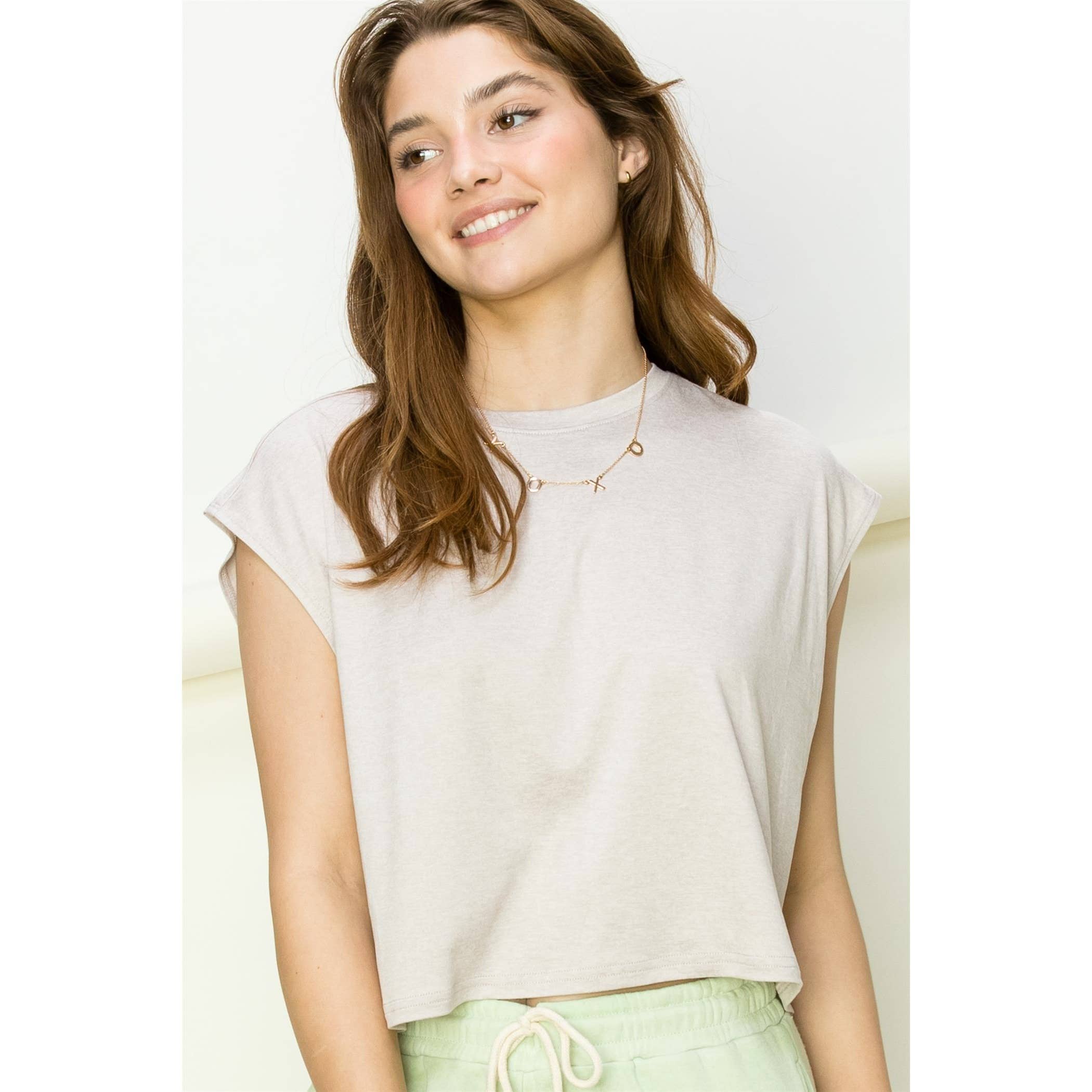 Crew Neck Cropped Top