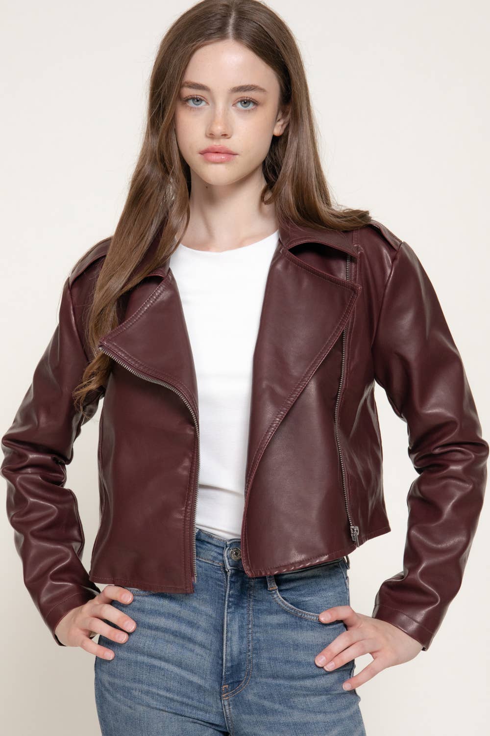 Vintage Wash Faux Leather Motor Jacket