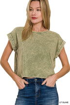 Washed Cotton Short Sleeve Top - Zenana