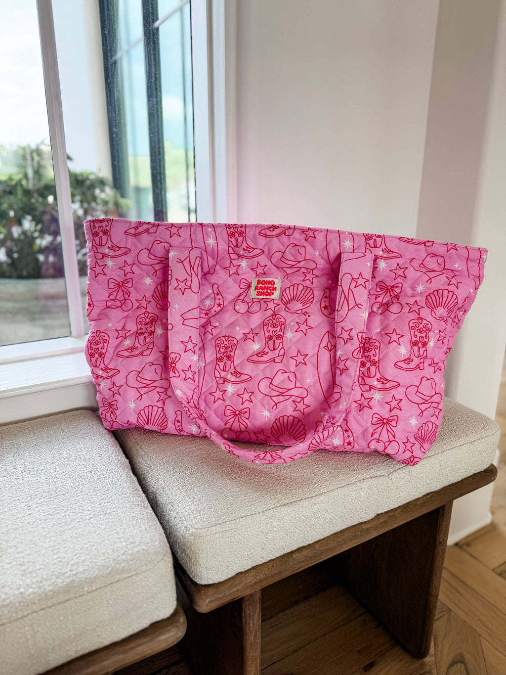Western Print Everyday Carryall Tote Bag - Fabric Quilted 