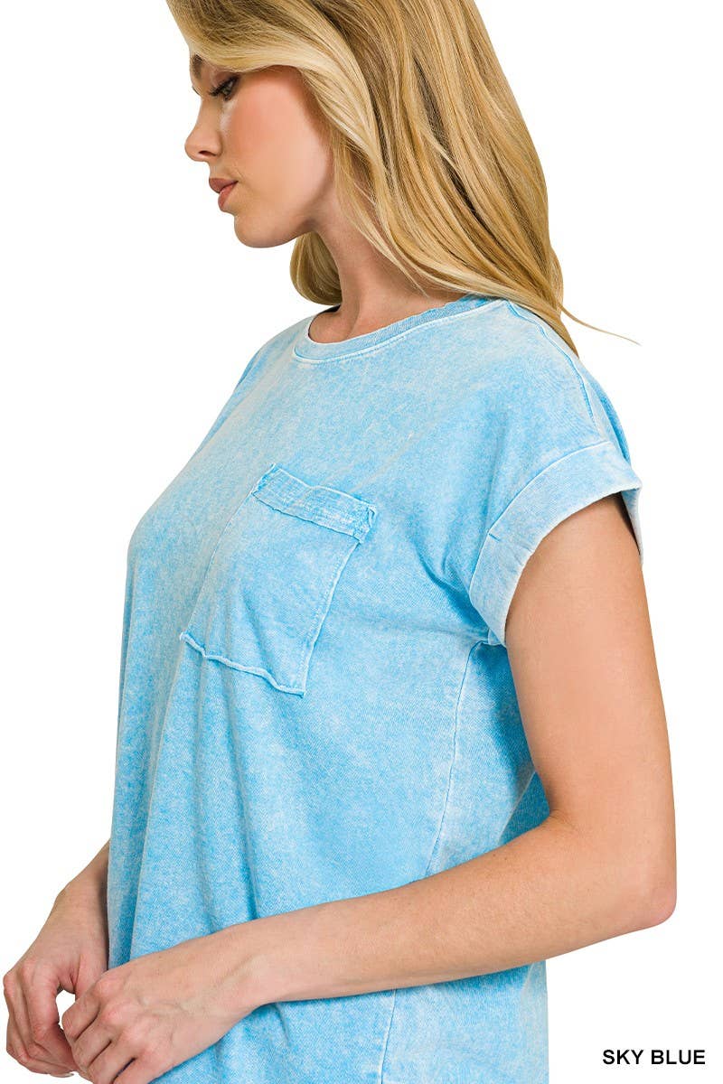 Halo Snow Washed Cuffed Short Sleeve Tee