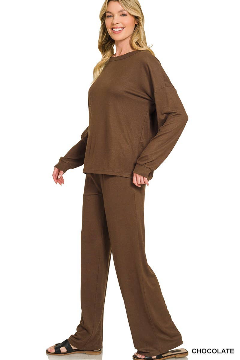 Soft Hacci Pullover And Pants Set