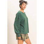 Raw Edge Waffle Sweatshirt