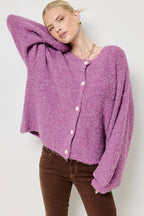 Balloon Sleeve Knit Cardigan