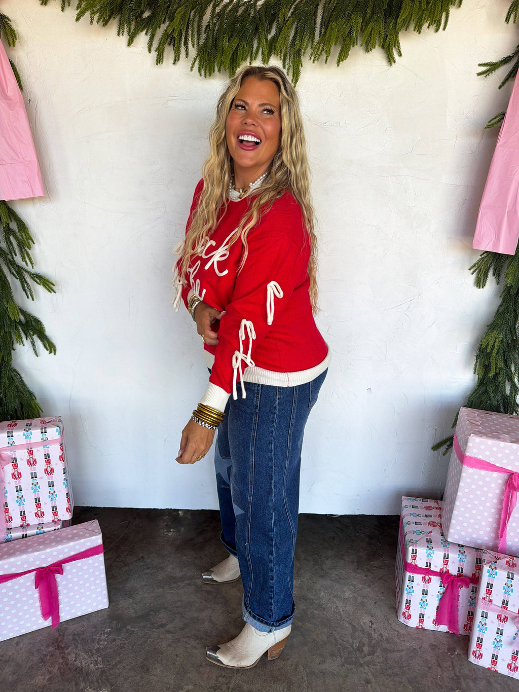 PREORDER- DECK THE HALLS BOW SWEATER