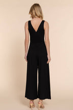 Sleeveless Double V-Neck Surplice Knit Jumpsuit