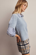 Fuzzy V-Neck Knit Top FSW0105