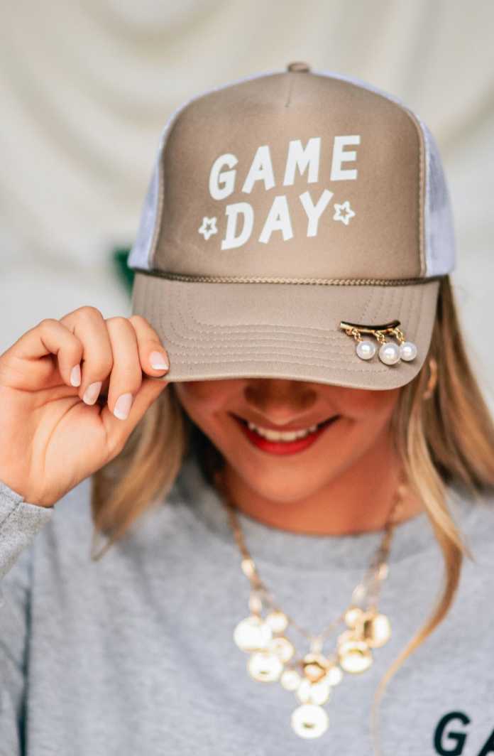 Game Day Khaki & White Trucker Hat