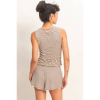 Striped Sleeveless Tank And Shorts Set