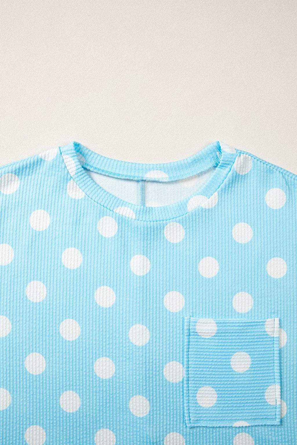 PRETTY BASH Polka Dot Patch Pocket Drop Shoulder Top
