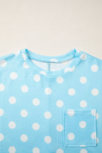 PRETTY BASH Polka Dot Patch Pocket Drop Shoulder Top