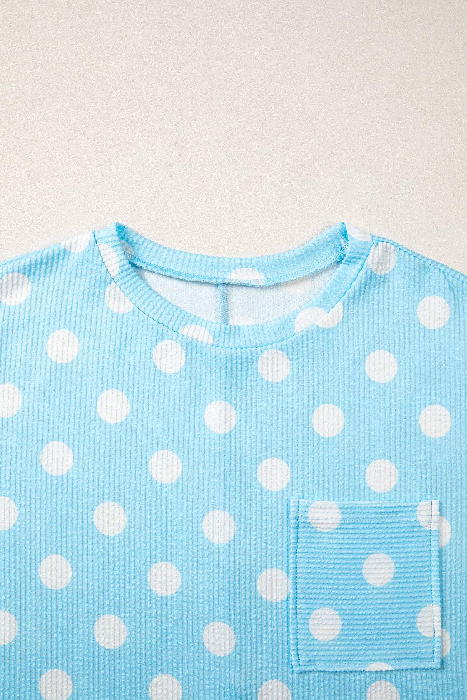 PRETTY BASH Polka Dot Patch Pocket Drop Shoulder Top