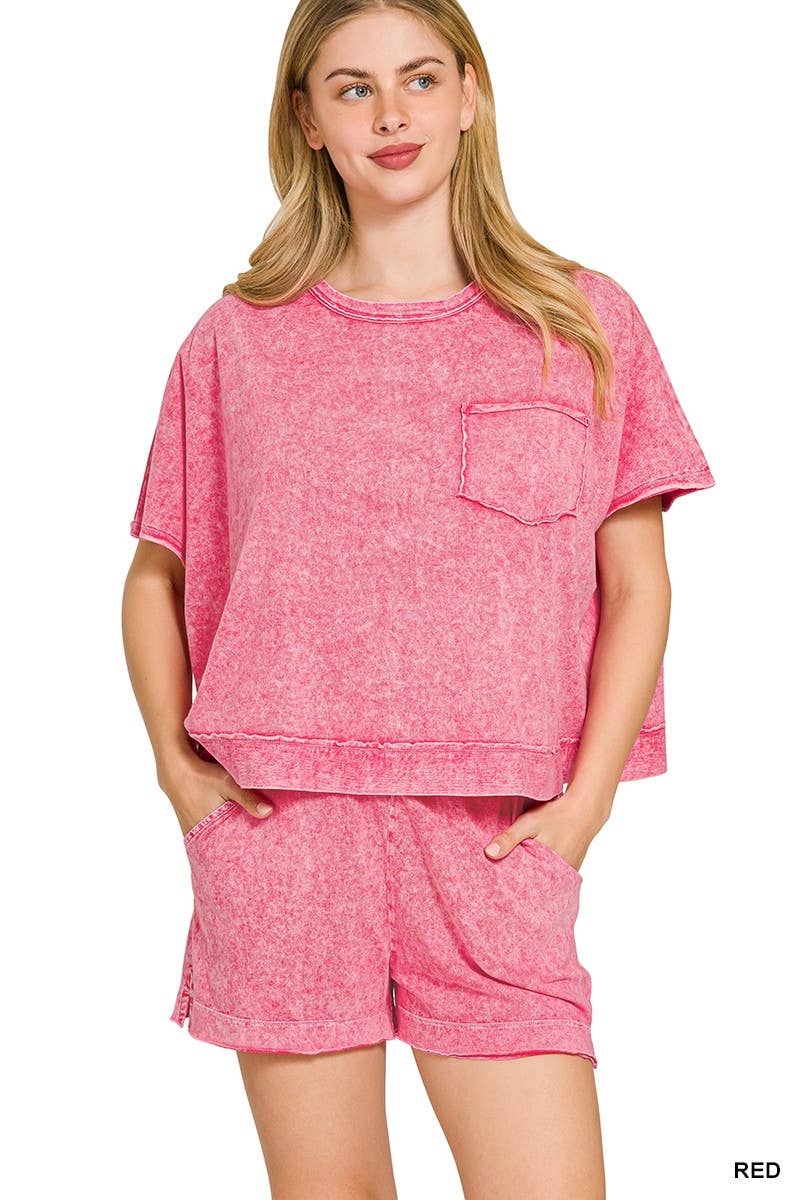 Halo Snow Washed Boxy Top N Shorts Set