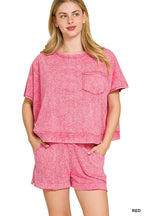 Halo Snow Washed Boxy Top N Shorts Set