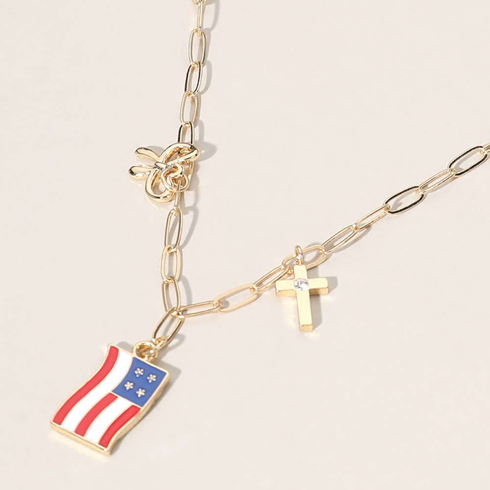 American USA Flag Necklace