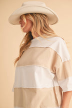 8417FN Polly Color Block Top