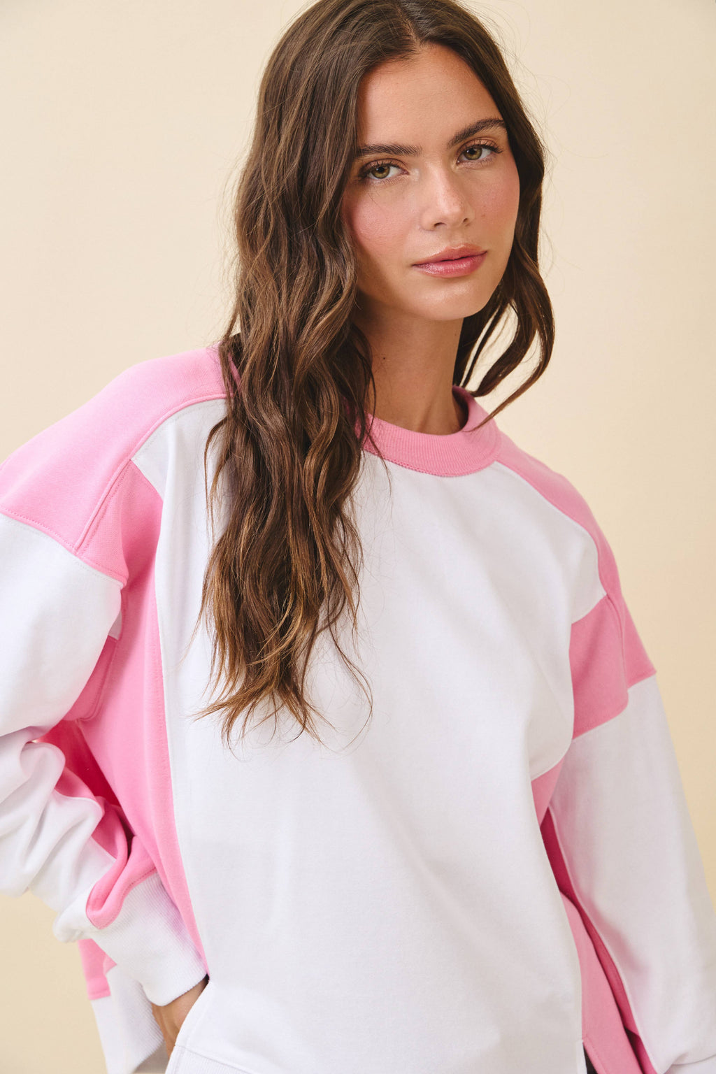 9106FK Colorblock Terry Pullover Sweatshirt